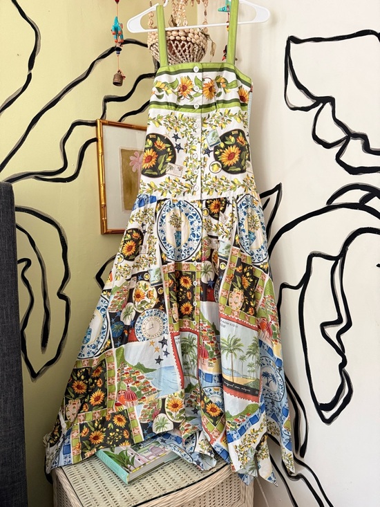 FARM Rio Dresses & Skirts - FARM Rio Multicolor Sunflower & Tile Print High-Low Dress